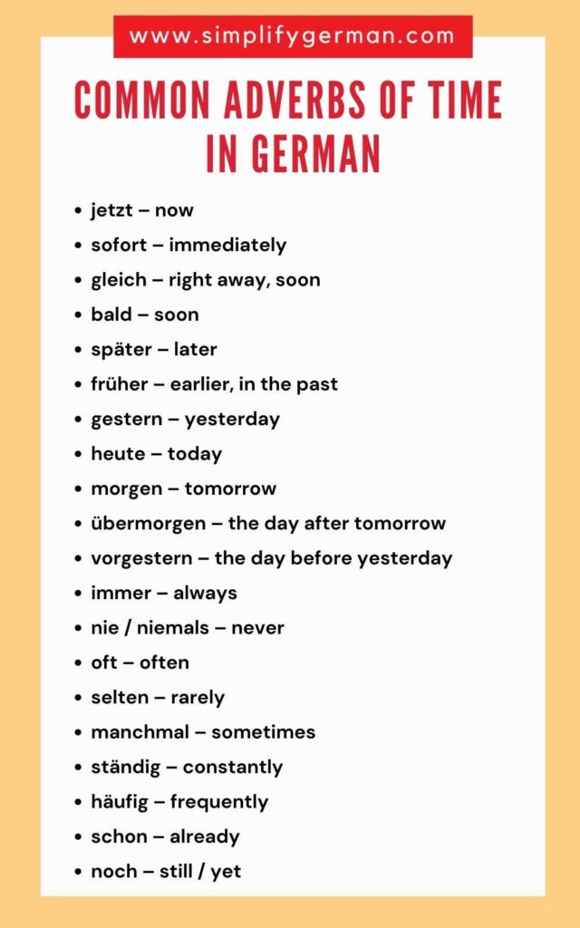 ADVERBS OF TIME IN GERMAN
